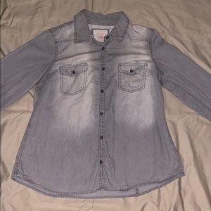 Women’s Gray/white Button up Shirt